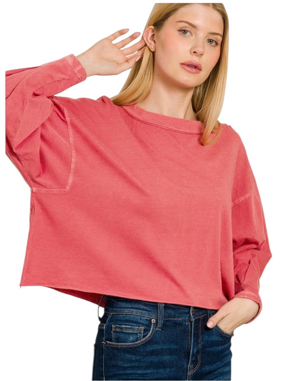 Zenana Ruby Cotton Round Neck Long Sleeve Tee Top